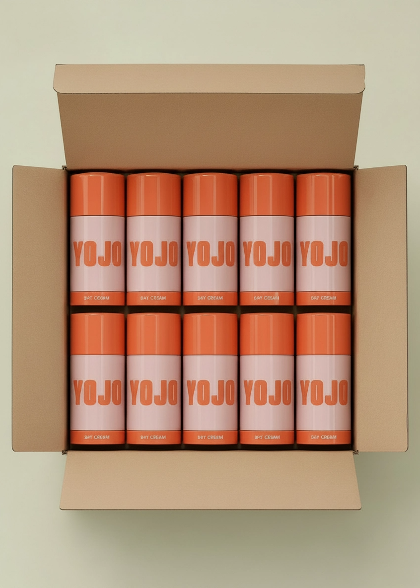 Box of Yojo Day cream products on a beige background